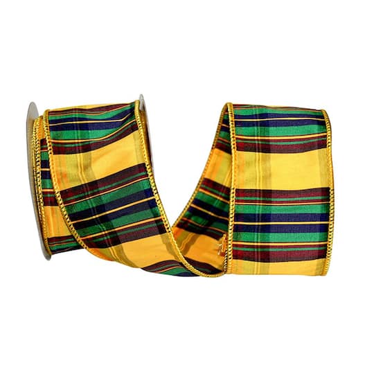 Reliant 2.5" x 10yd. Plaid Elizabeth Dupioni Wired Ribbon
